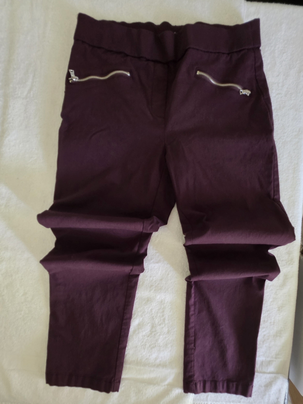 Nue Options Wine Burgundy Elastic Waist Stretch Dress Pants 10